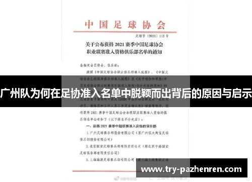 广州队为何在足协准入名单中脱颖而出背后的原因与启示